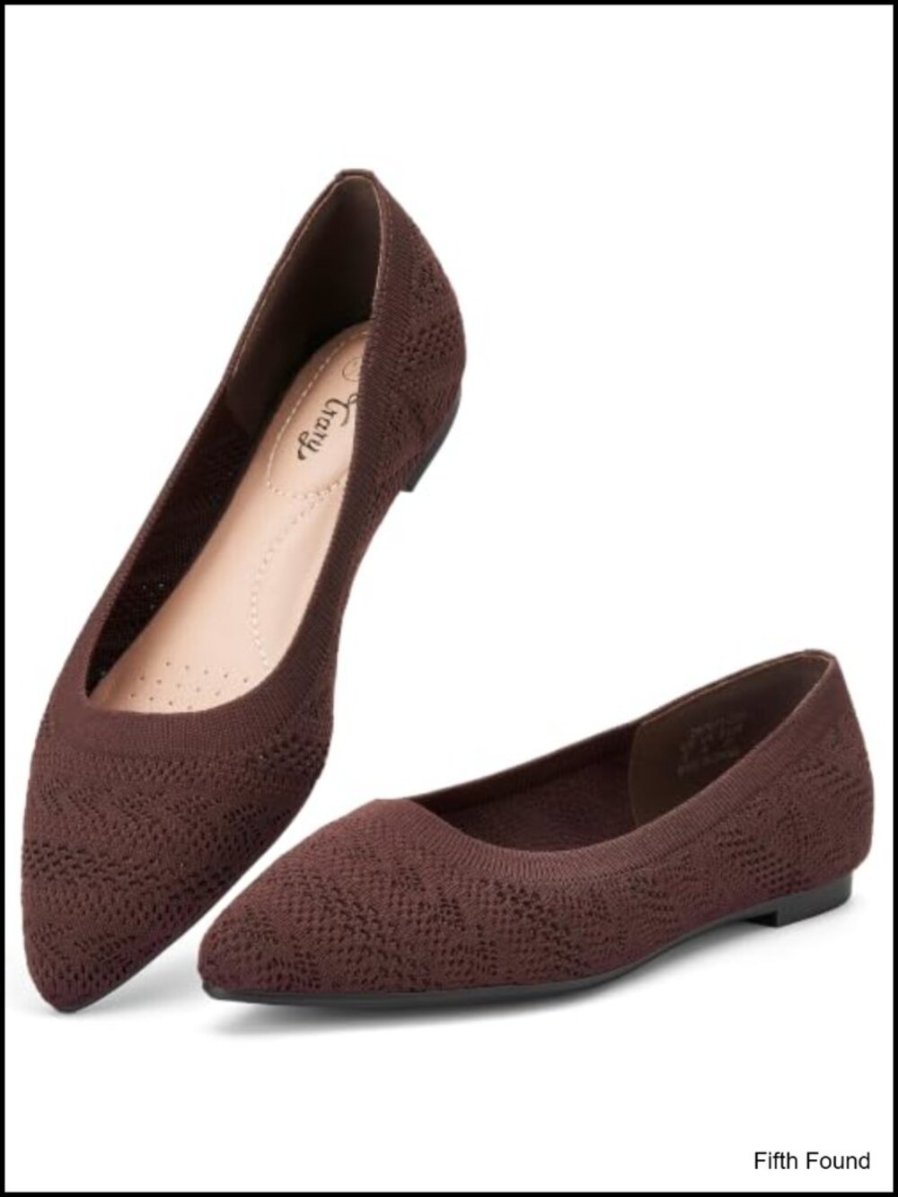 Women's Pointed Toe Knit Slip On Flats Memory Foam Comfort Dress Shoes
